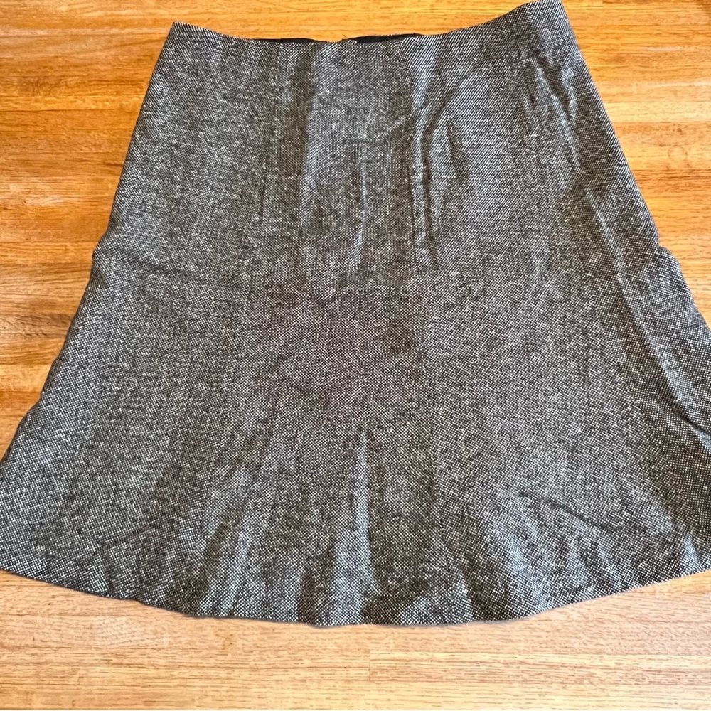 GAP Women‎ 14 Heathered Black Wool Zip Knee Length A-Line Office Church Skirt